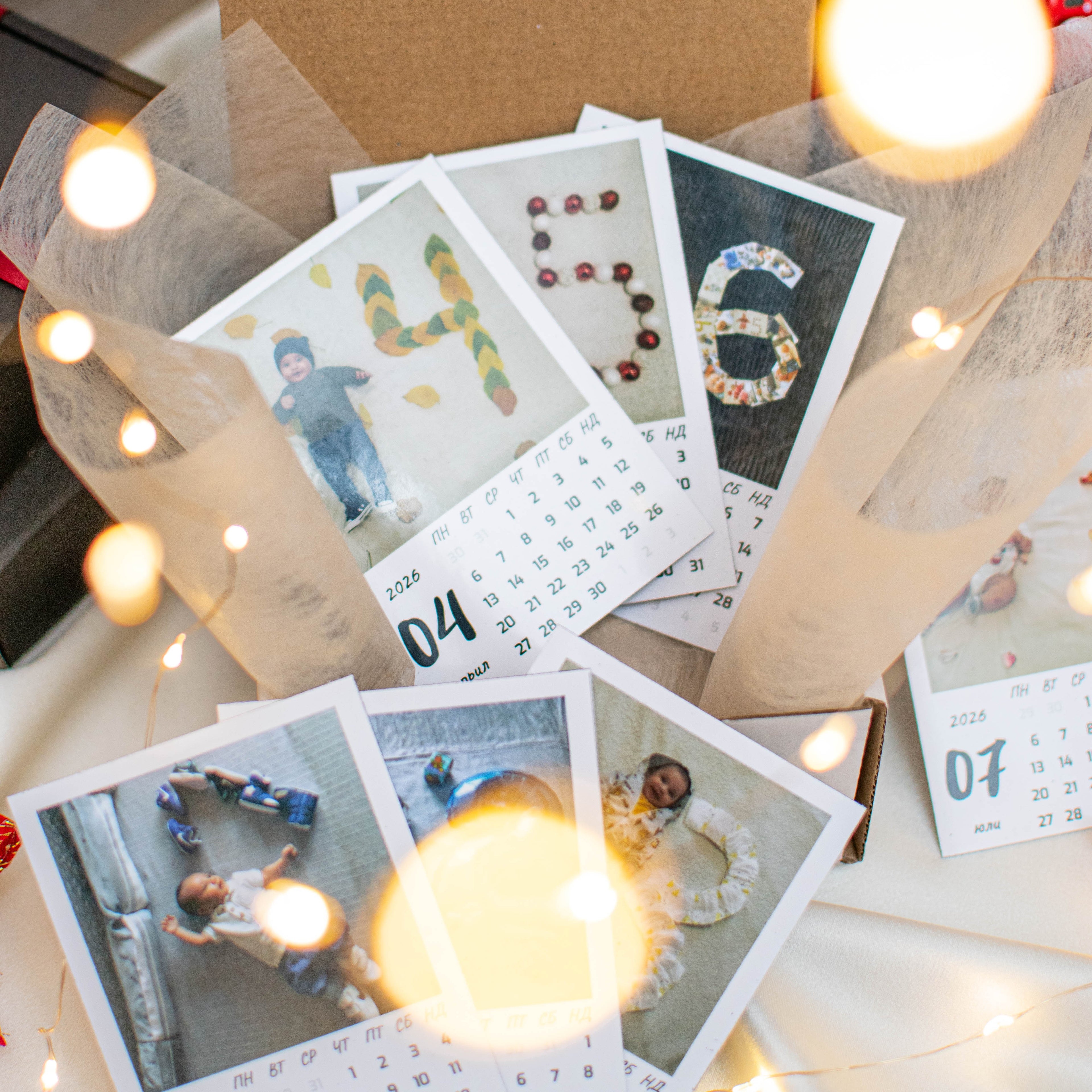 Бебешки магнитен фото календар с 12 снимки за 2026 г.